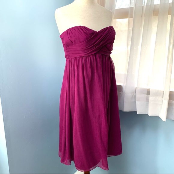 J. Crew Taryn Spiced Wine Silk Chiffon Strapless Dress - Picture 7 of 11